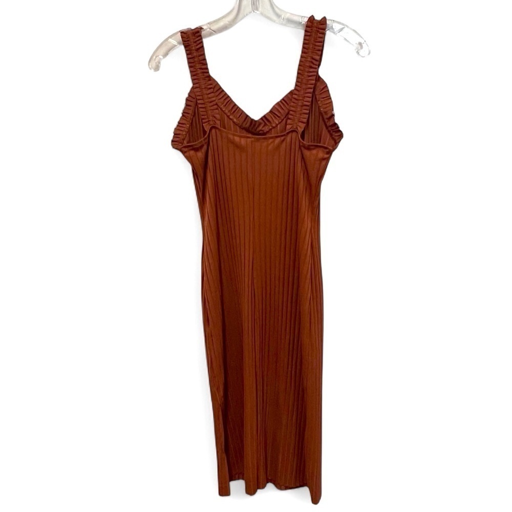 Haute Monde tan ribbed ruffle tank maxi dress with sweetheart neck size medium - Picture 2 of 10